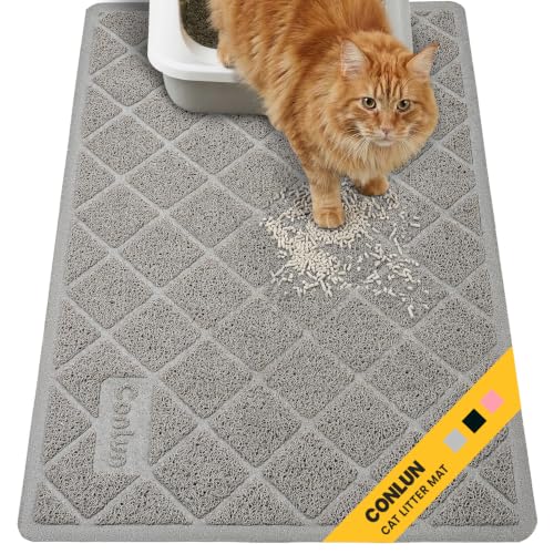 Image of Conlun Cat Litter Mat Litter Trapping Mat, 30 inch x 20 inch Premium Durable PVC Grid Mesh with Scatter Control, Non-slip, Less Waste Cat Litter Box Mat, Soft on Kitty's Paws, Urine Waterproof