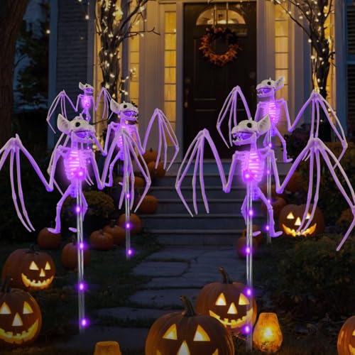 2-ct 3D Scary Bat Skeleton Outdoor Solar Path Lights (purple) - image 8