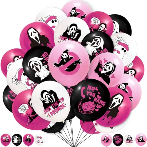 48pcs Pink Halloween Decorations Balloons Horror Film Scary Party...
