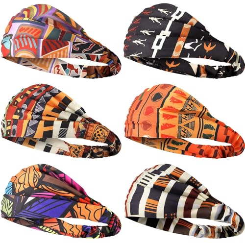 Bandeaux Africains Turban Large Élastique Cheveux pour Femmes et Filles x6