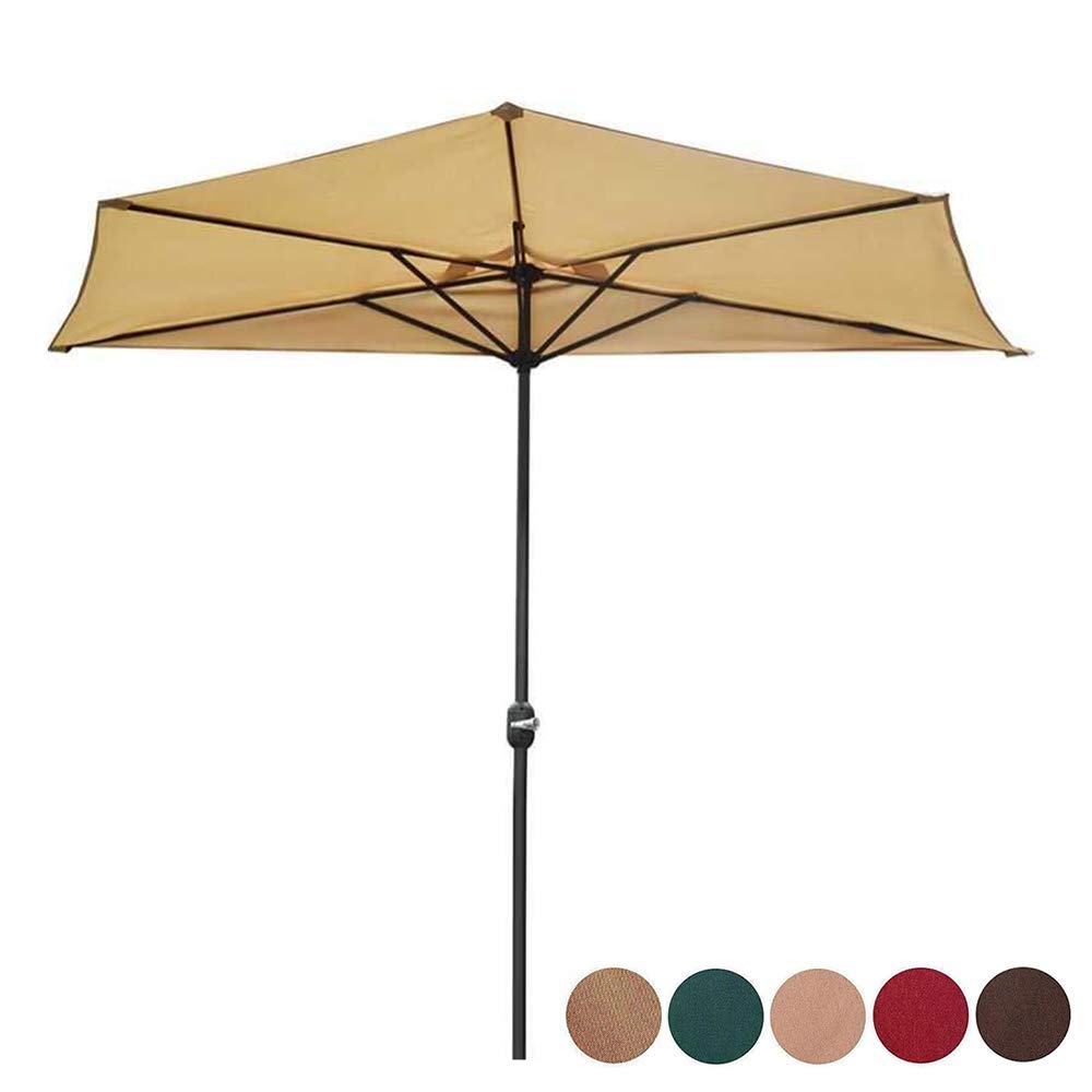 HCZKIUJY Garden Parasol,Patio, Outdoor Umbrellas, Garden Sun Umbrellas, Half Wall Umbrella, Hand Crank, 5Ribs, For Terrace/Grass/Beach/Fishing Umbrella,