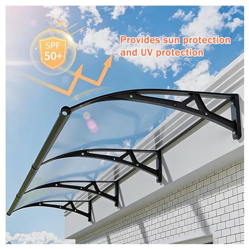 Toldo de aluminio para puerta con protección UV y cubierta de policarbonato 5