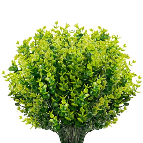 AIOR 6 Piezas Flores Artificiales Flor Falsas en Interiores y Exteriores, Arbustos Verdes Resistentes a Los Rayos UV Plantas para Colgar, para Casa Jardín Ventana Boda Decoración (Verde)