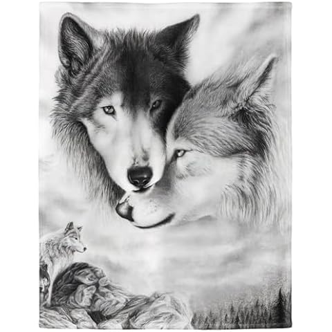YISUMEI Soft Fleece Blanket - Wolf Design Cover