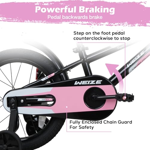 WEIZE 16 Inch Kids Bike Pinkblack