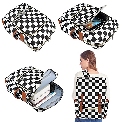 MCWTH Checkered School Backpack for Girls Women, 15.6 inch Laptop Backpacks Bookbags for College Travel3