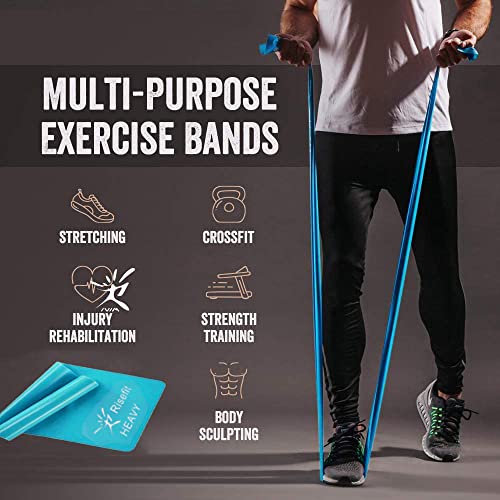 Therapy Flat Resistance Bands Set, Latex Free Flat Elastic Exercise Stretch Bands For Stretching, Flexibility, Pilates, Yoga, Ballet, Gymnastics, Rehab, Workout, Pink, Purple, Blue (3 Pack, 5 Ft Long) #TOP3