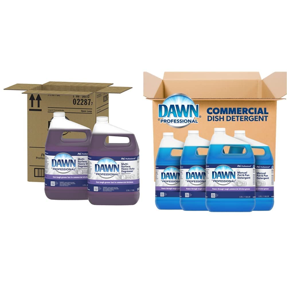 Dawn Professional Bulk Dishwashing Liquid Soap Detergent and Heavy Duty Degreaser Combo Pack 4 Gallons of Dishwashing Soap