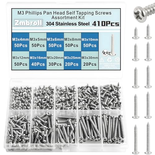 Tornillos autorroscantes M3 cabeza redonda acero inoxidable 410 pcs miniatura 1