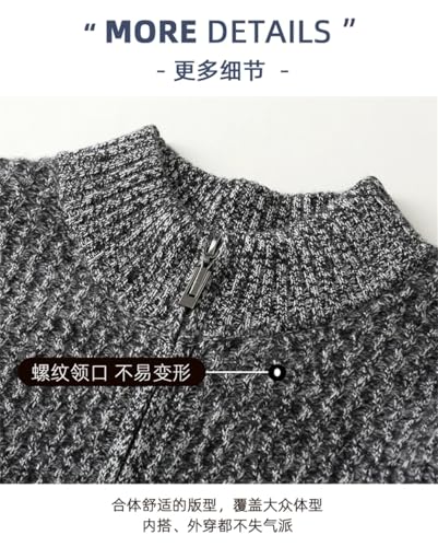 Mens Stand Collar Cardigan Sweater Full Zip Casual Slim Fit Long Sleeve Knitted Sweater Loose Mens Cardigan Sweater4