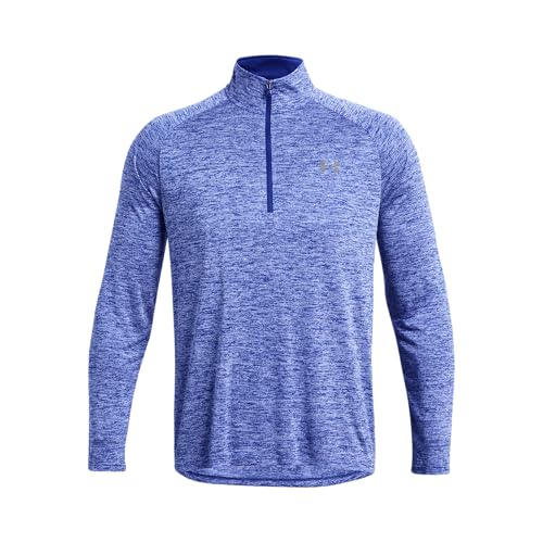 Under Armour UA Tech 2.0 1/2 Zip Camiseta de manga larga para hombre, camiseta con cremallera media de secado rápido, color azul real/grafito