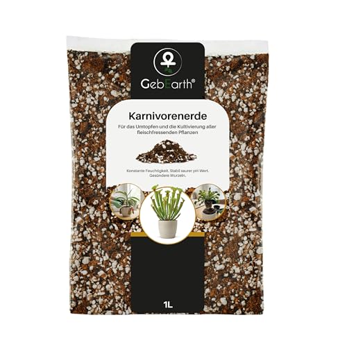 GebEarth | Fleischfressende Pflanzen Erde | Saurer pH-Wert 3 9 | Professionelle Mischung aus saurem Weißtorf und expandiertem Perlit | Geeignet für alle Arten fleischfressender Pflanzen 1L