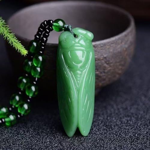 Cicada Necklace Handmade Bug Necklace Vintage Dark Green Lucky Amulet Crystal Cicada Necklace Men and Women Amulet Gift2