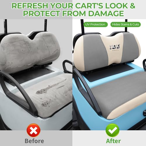 Image of 10L0L Golf Cart Seat Cover Set Fit for Club Car DS Precedent & Yamaha, Warm Bench Seat Covers for Cold Winter Weather, Breathable Washable Polyester Mesh Cloth Gray Black Beige Red Blue
