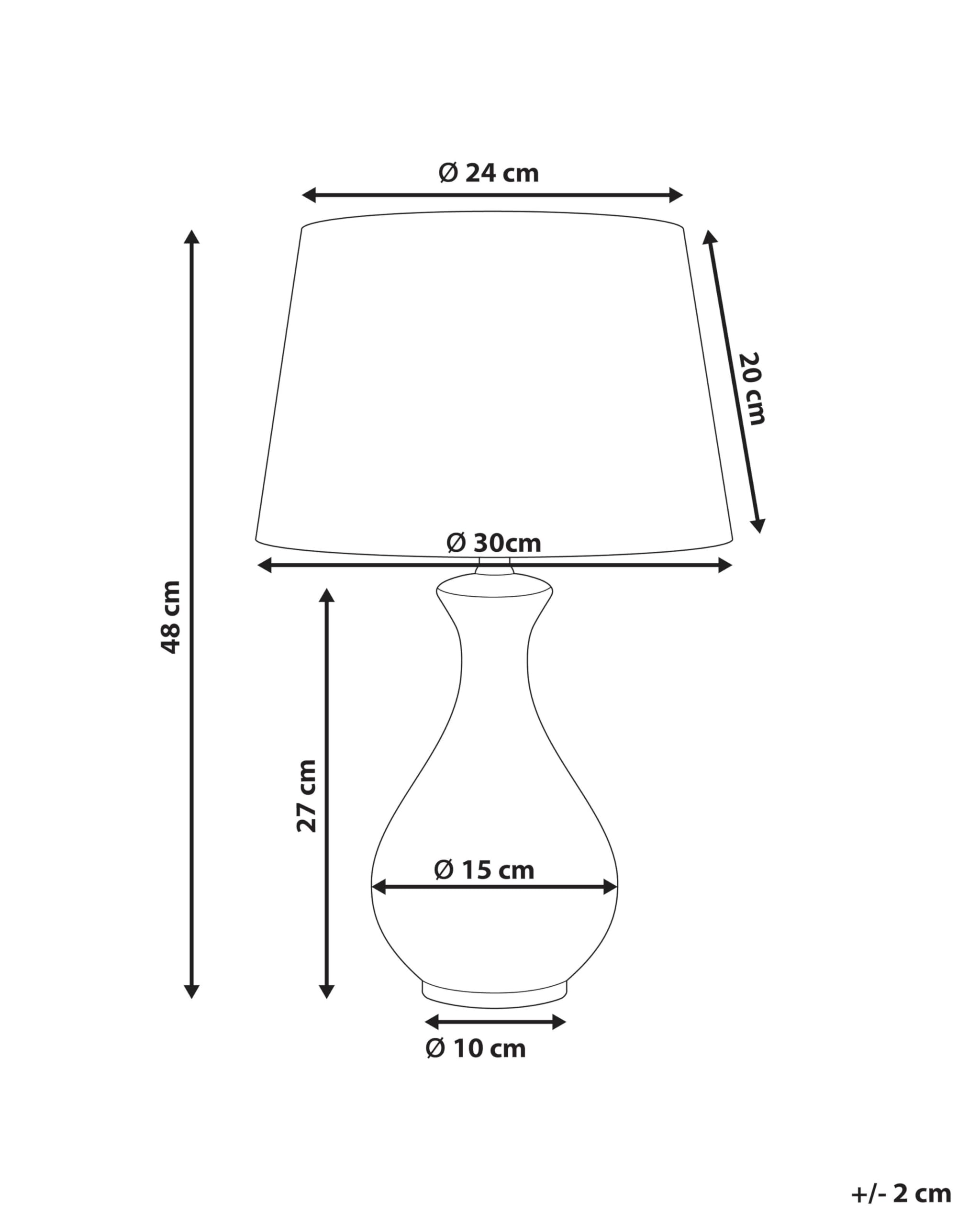 Beliani Tischlampe Porzellan Vasenfuß weiß/blau Stoffschirm Trommelform 48 cm Carmen