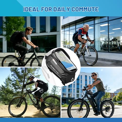 Bike Frame Bag, Waterproof Cycling Front Phone Bag with 3M