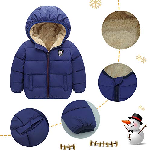 Happy Cherry Boys Girls Winter Thick Jacket Warm Fleece Fur Lining Zipper Hooded Windproof Coat Outwear for 1-7 Years4