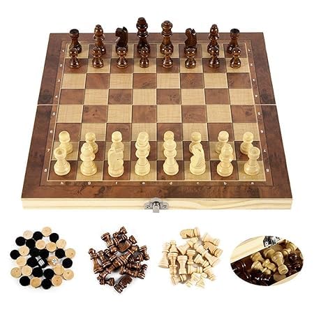 Player Pro Enterprises Foldable Chess Board Game 14 Inch Chess Non-Magnetic Classic Staunton Design Portable Travel Chess Board Game