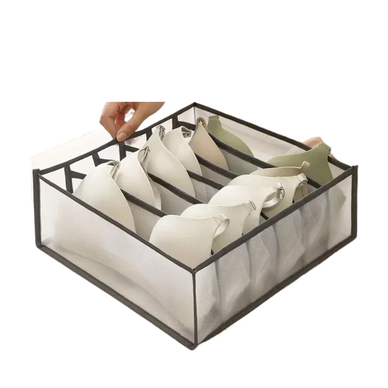 BAYNOPURIN Sock Storage Box Underwear Drawer Organizer Storage Box Foldable Closet Organizers Divider For Underpants Socks Bra Boxes(Gray 6 grid)