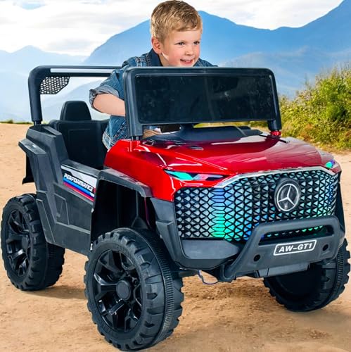 Image of Driving EV Cars for 1, 2, 3, 4, 5, 6 Years | Remote + Steering + Mobile App Control | Kids Jeeps (Entery Level Jeeps [2-6 Years] GT1, Red)