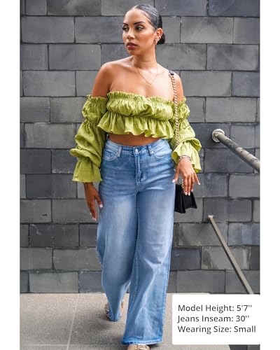 GRAPENT Wide Leg Jeans for Women Trendy High Waisted Stretchy Denim Pants 90s Baggy Jeans Trouser Jeans with Pockets4