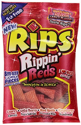 Rips Rippin Reds Licorice Candy 12 Bags of 4 oz by N/A