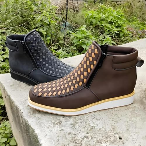 Zenfaze Handcrafted Western Cowboy Boots, Zenfaze Orthopedic Shoes for Men, Men's Square Toe Leather Hand-Woven Cowboy Shoes2