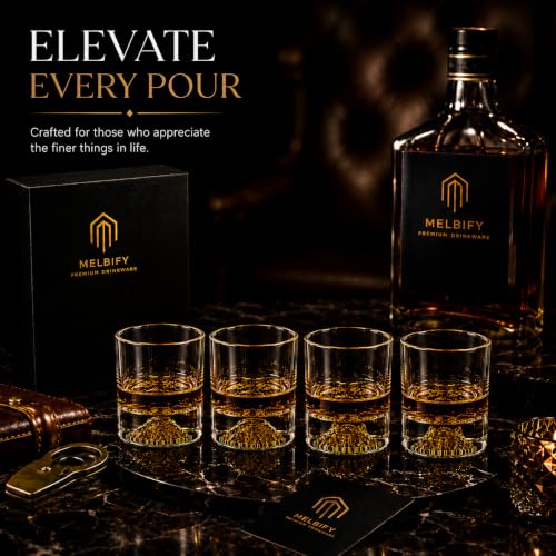 Image of Melbify Gold Animal Combo Whiskey Glass Gift Set | 4 ps Set | 300 ML | Ultra-Premium | Gold-Bottomed | Imported | Luxurious | Ideal for Wedding Gifts, Anniversary, VIP and Corporate Gifts