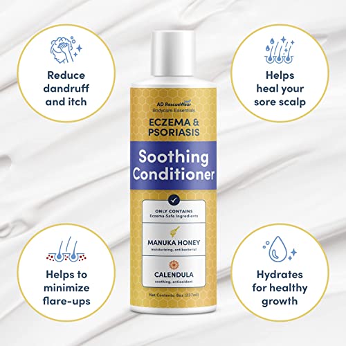 Ad Rescuewear - Bodycare Essentials Soothing Conditioner - For Eczema And Psoriasis - With Manuka Honey, Shea, And Calendula - Fragrance Free - Made In The Usa - 8 Oz #TOP2