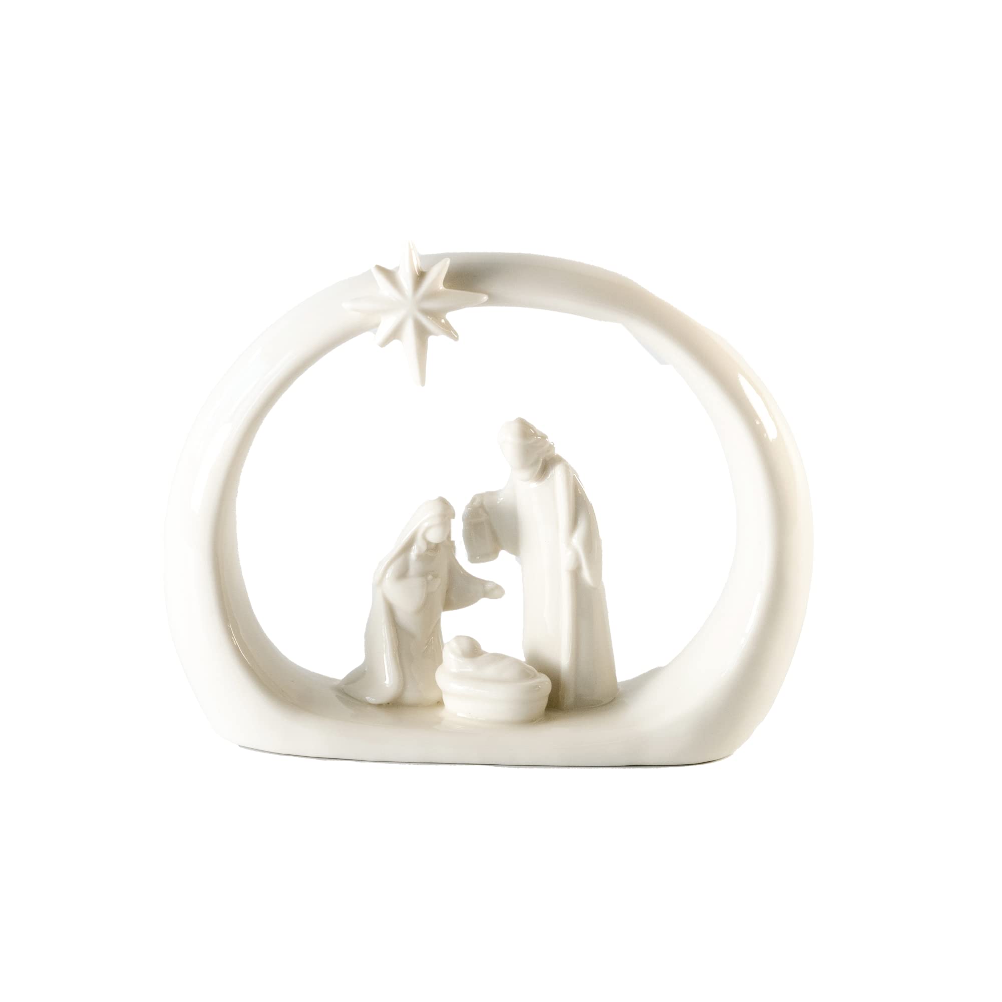 Heaven Everywhere Nativity Set - Minimalistic White Ceramic Scene for Indoor Christmas Decor by The Nativity Store, 3.2" Tall (1 Piece)