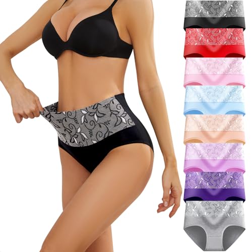 MEIDAYAI Unterhosen Damen, 8er Pack Stretch Baumwolle Hohe Taille Slips Damen Atmungsaktiv Panties Weich Frauen Unterwäsche