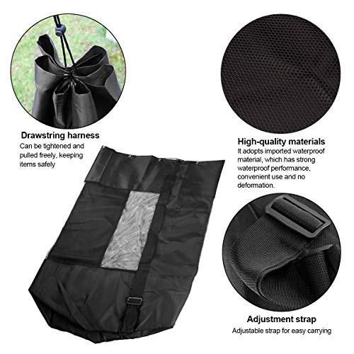 HQdeal Extra Large Waterproof Mesh Ball Bag Heavy Duty Football Shoulder Bag Drastring Bag for Basketball Volleyball Soccer Rugby Net Ball Carrying Storage Sack Holds 15 Balls - Thumbnail 4
