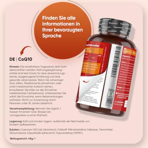 WeightWorld Coenzym Q10-200 mg pro Portion - 120 CoQ10 Kapseln – Ansicht 4