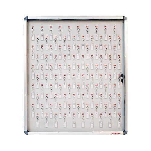 ALKOSIGN Key Cabinet for 100 Key Chains with Laminated Back & Ste...