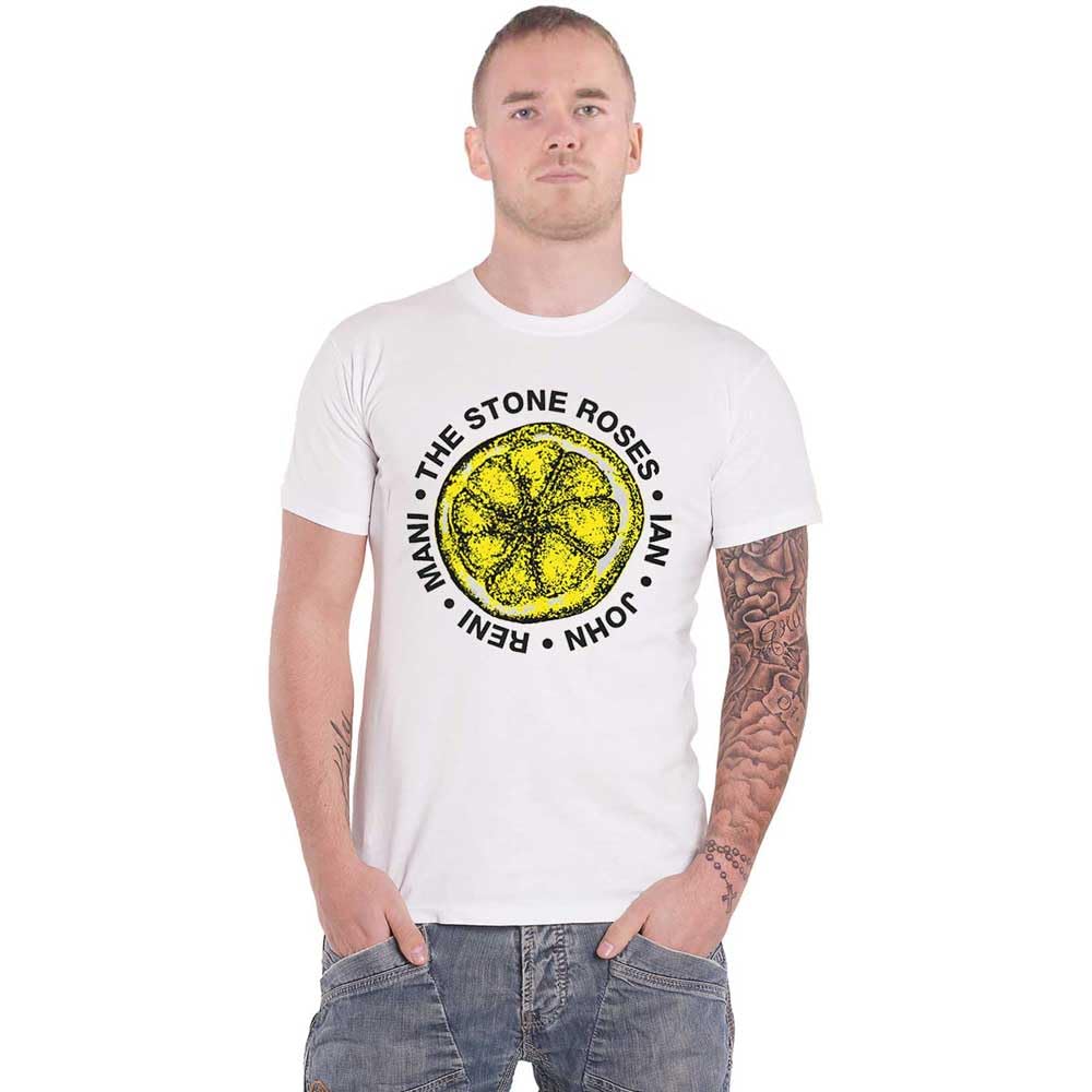 Rock Off Officially Licensed Products Men's White The Stone Roses Lemon Names T Shirt Xxl