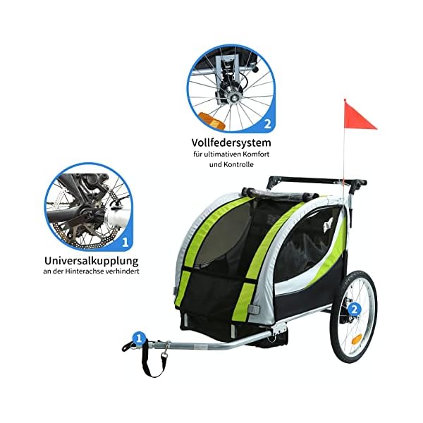 Tiggo Kinderanhänger mit Federung Jogger 2 in 1 Kinderfahrradanhänger Fahrradanhänger Anhänger – Bild 13