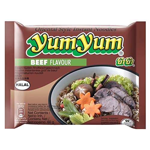 Yum - Lote de 3 fideos instantáneos con carne (60 g)