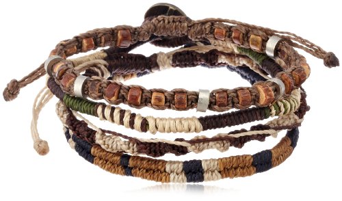 Wakami Earth Charm Bracelet Set of 4 | Handmade Boho Jewelry for Womens & Mens | ORIGINAL | Braided, Waterproof, Fair Trade, Stackable Bracelets | 2 strands sliding closure, 2 strands button closure