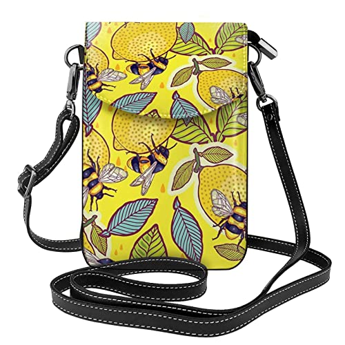 Pochette en cuir pour téléphone portable et sac bandoulière jaune