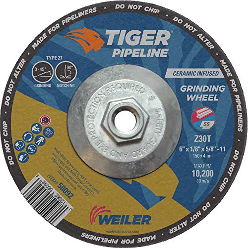 Image of Weiler 58092 6 inch x 1 /8 inch Tiger Pipeline, Z30T, Type 27, 5 /8 inch-11 Nut (Pack of 10), 6 inch Dia