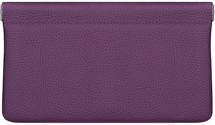 Necessaire de maquiagem GERUOLA em couro natural, roxa, com fechamento de mola, modelo GRL-Q81