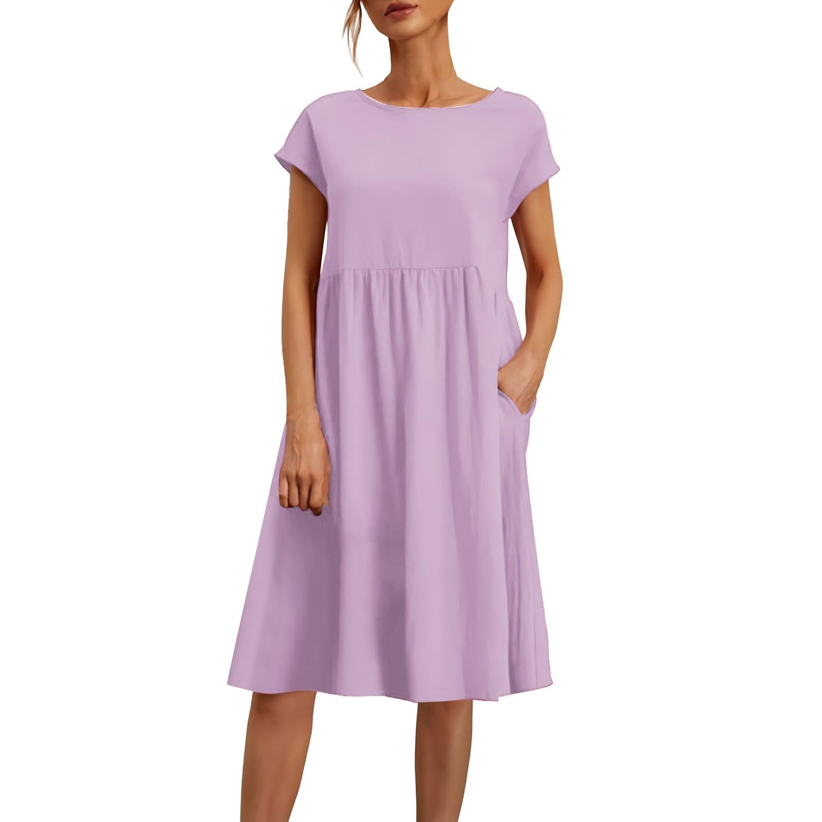 Robe décontractée à la mode d'été ample unie chic avec poches - 8