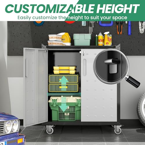 Image of Garage Cabinet System | Heavy Duty Steel All-in-One Modular Garage Cabinet Set for Ultimate Workshop Organization | Easy Assembly Garage Storage Cabinets & Tool Bench