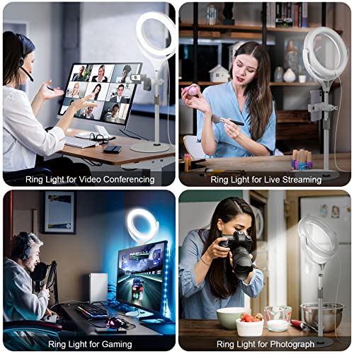 Image of 8 inch Desk Ring Light with Stand, Adjustable Zoom Lighting for Computer | Circle Light for Video Conference, Zoom Calls, Virtual Meeting, Video Recording, Streaming, Podcast, Webcam