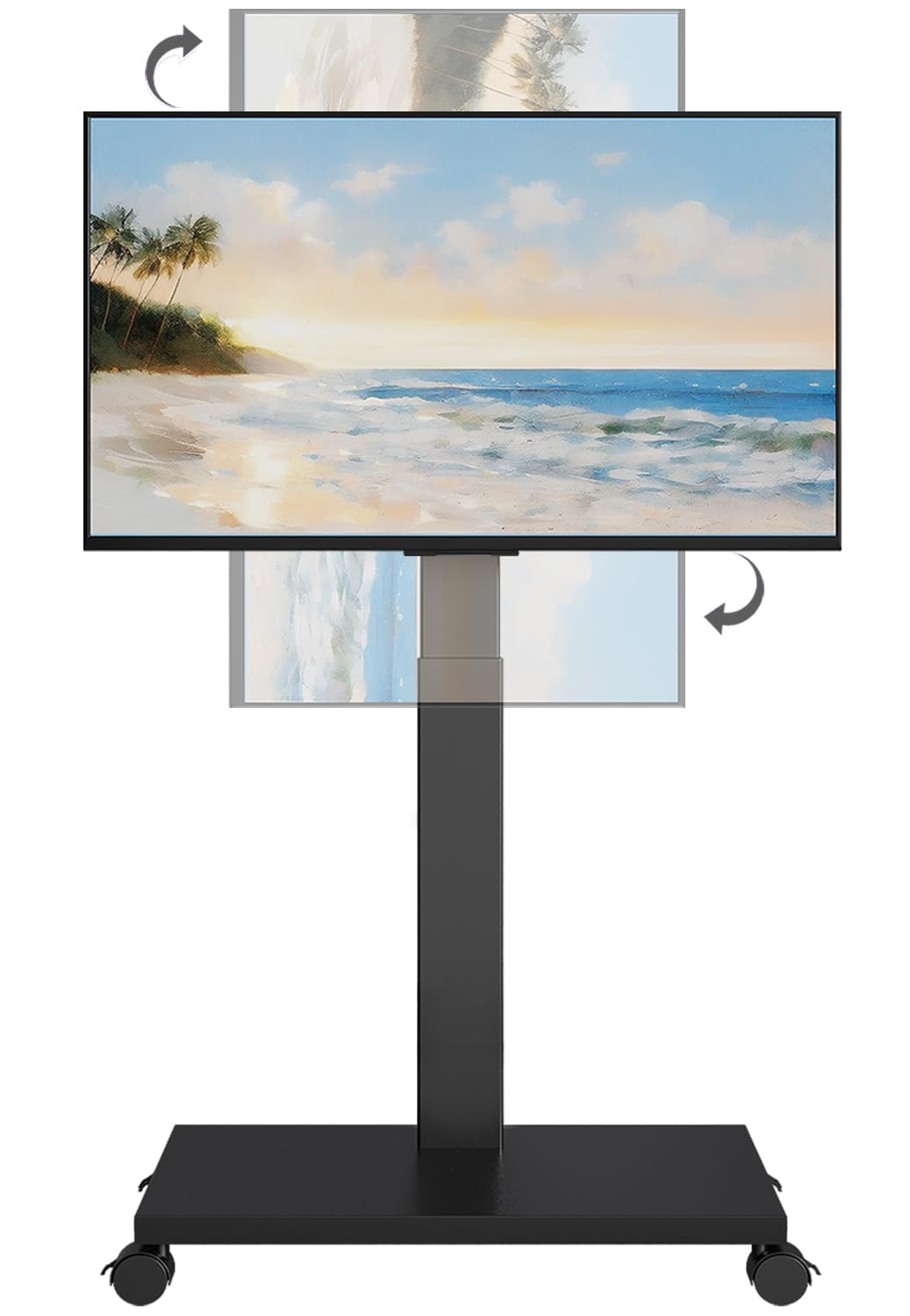 Heavy-Duty Rolling TV Stand for 32-75 Inch TVs - Mobile TV Cart with 60° Swivel, Height Adjustable, Portrait/Landscape Rotation &amp; Tilt Function | 88 lbs Capacity for Living Room &amp; Outdoor Use