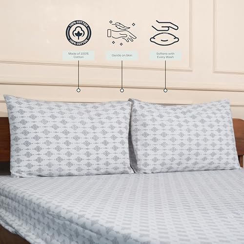 Image of Amazon Brand - Umi Cotton Elastic Fitted Bedsheet, King Size 78x72 Inches, Elastic Fit Bed Sheet, 10 Inch Deep Pocket, Soft Breathable Bedding, Durable Easy Care, with Pillow Cover-Royal Icat
