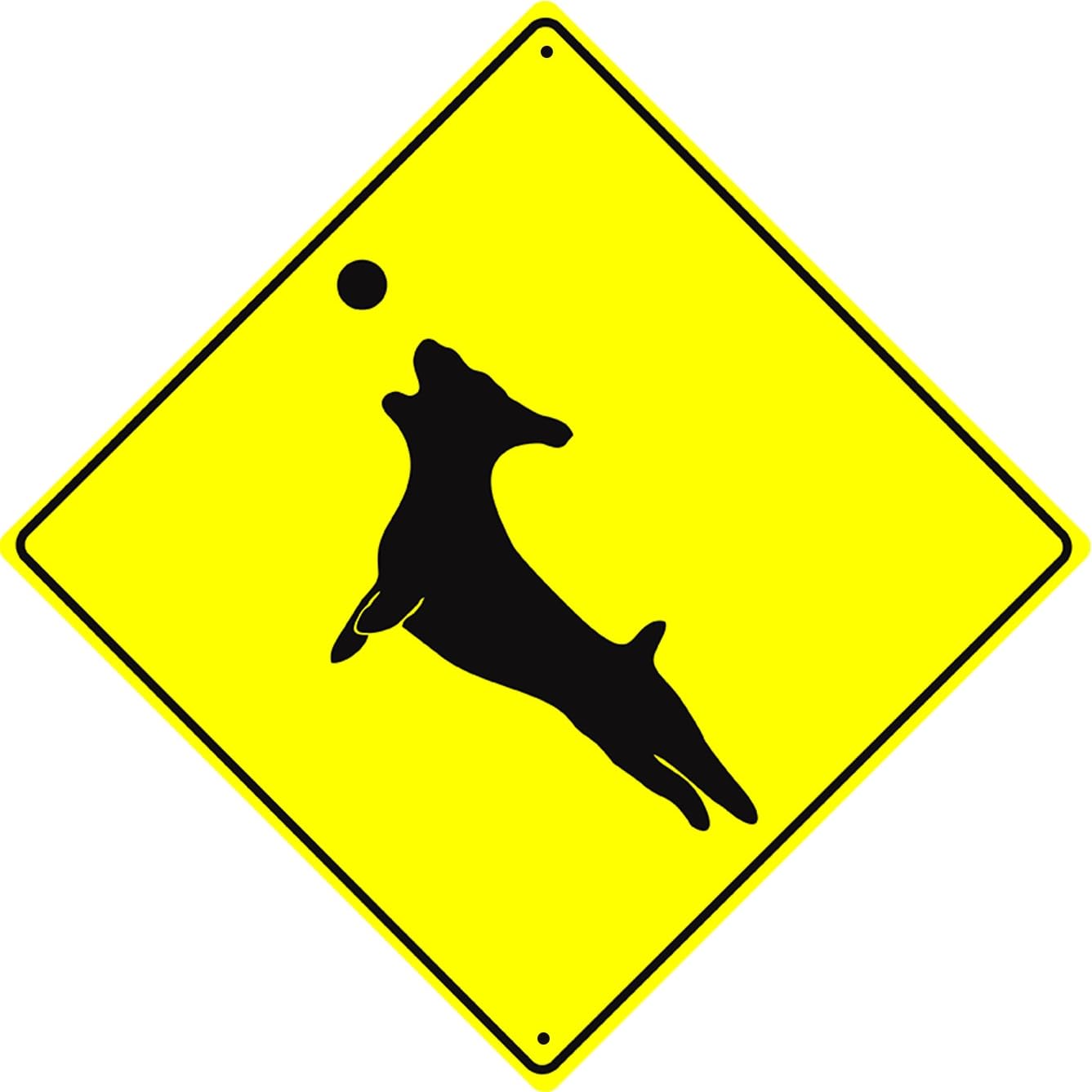 Slow Dogs At Play Diamond Sign Crossing Symbol Animal Parks Metal Sign