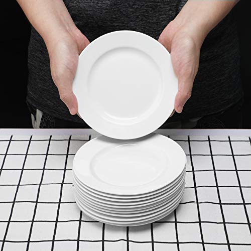 Amhomel 12-Piece Bone China Appetizer Plates, Small (6-Inch) Dessert Porcelain Plate, Round Kitchen Dinnerware Dishes Sets, Light Weight, Lead-Free, Microwave Safe #TOP7
