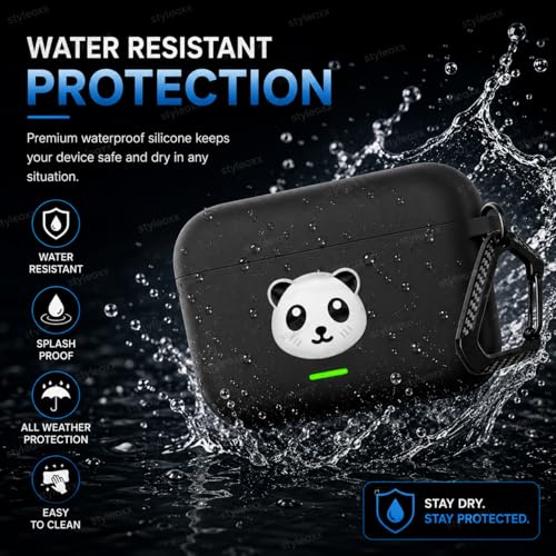 Image of Anvique Silicone Case Cover for Realme Buds T500 Pro, Shockproof Protective Earbuds Cover with Keychain Hook, Anti-Scratch Soft Silicone Skin, Full Body Protection Case (Panda)