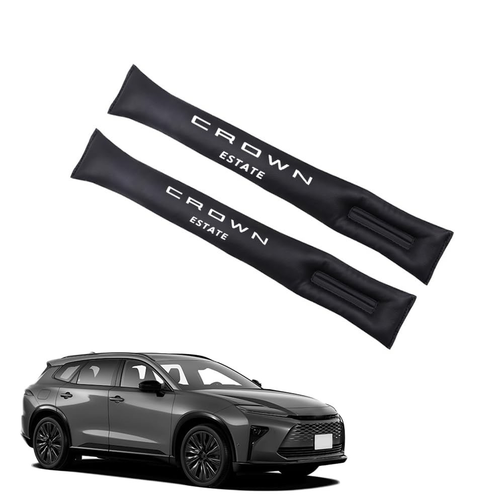 FOR 新型 クラウンエステート RS Z (Crown Estate) (2025年3月～現行) 本革製カーシートサイドクッション シートサイド隙間埋め シート隙間プラグ 傷防止 汚れ防止 内装カスタムパーツ ブラック 2pcs クラウンエステート アクセサリー